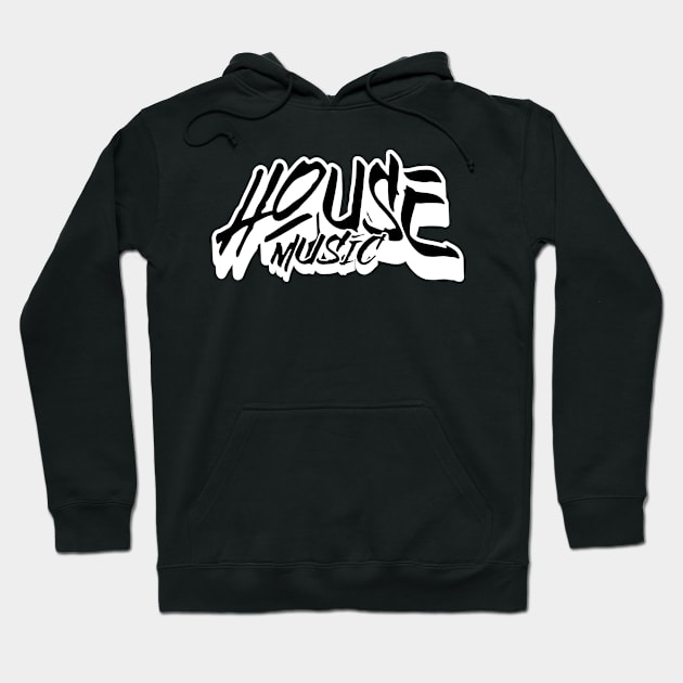 HOUSE MUSIC  - Marker with dropshadow (white) Hoodie by DISCOTHREADZ 